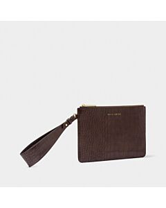 Katie Loxton Marni Faux Croc Wristlet Pouch - Chocolate